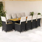 vidaXL Bistro Set Black PE Rattan, Powder-Coated Steel, Solid Acacia Wood