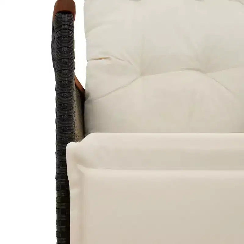 vidaXL Bistro Set Black PE Rattan, Powder-Coated Steel, Solid Acacia Wood