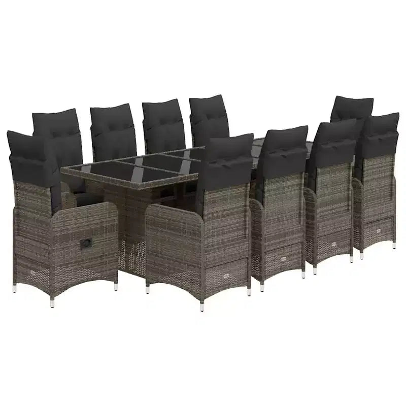 vidaXL Bistro Set Grey PE rattan, powder-coated steel, tempered glass