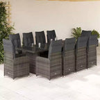 vidaXL Bistro Set Grey PE rattan, powder-coated steel, tempered glass