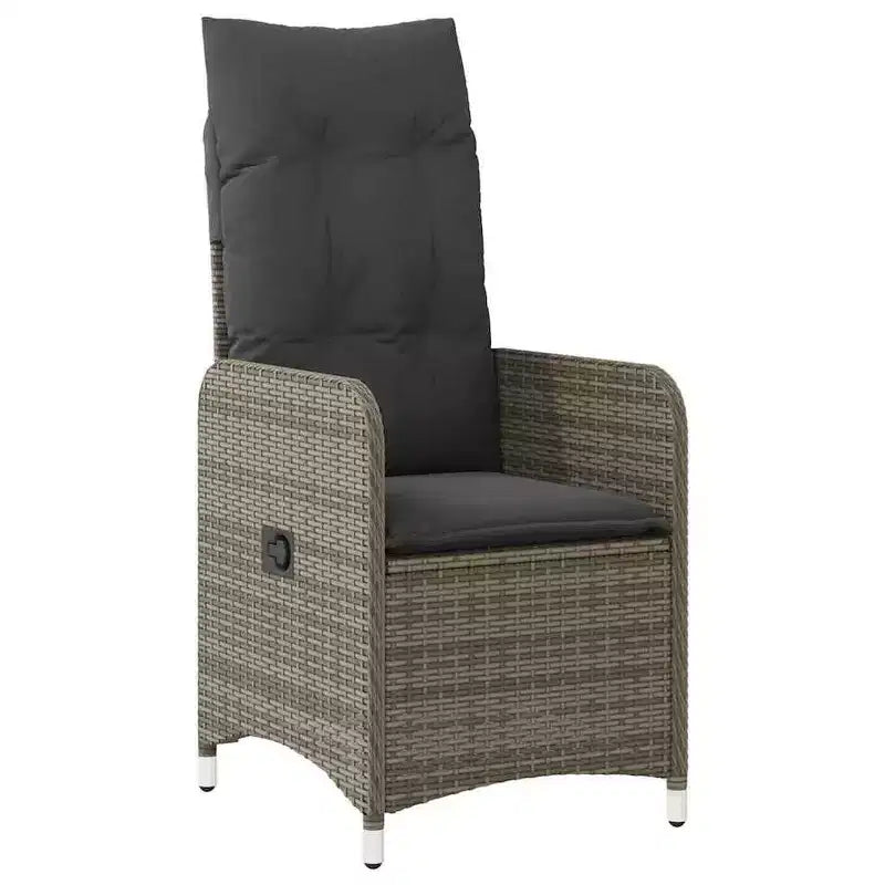 vidaXL Bistro Set Grey PE rattan, powder-coated steel, tempered glass