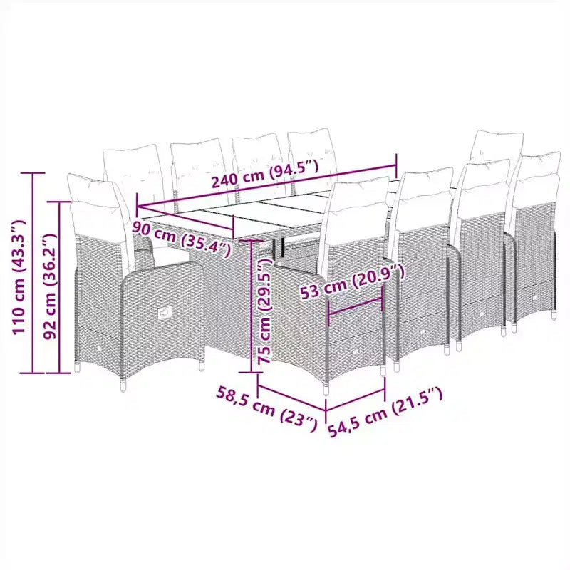 vidaXL Bistro Set Grey PE rattan, powder-coated steel, tempered glass