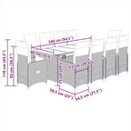 vidaXL Bistro Set Grey PE rattan, powder-coated steel, tempered glass