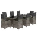 vidaXL Bistro Set Grey PE rattan Large Bistro Set Rectangular Modern