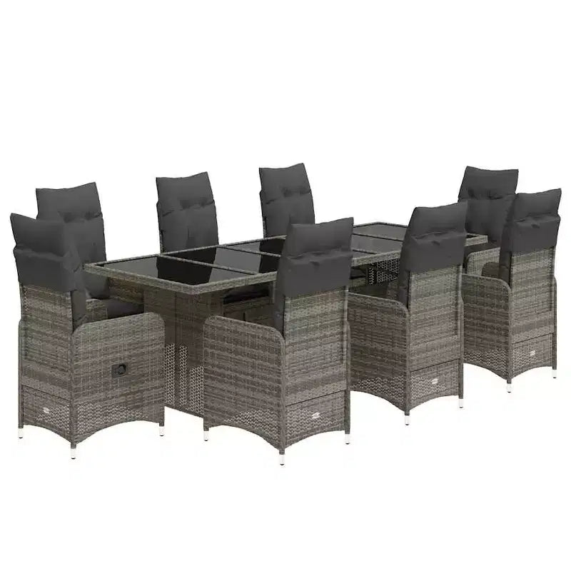 vidaXL Bistro Set Grey PE rattan Large Bistro Set Rectangular Modern