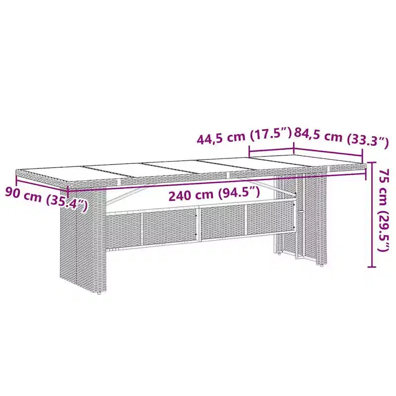 vidaXL Bistro Set Grey PE rattan Large Bistro Set Rectangular Modern