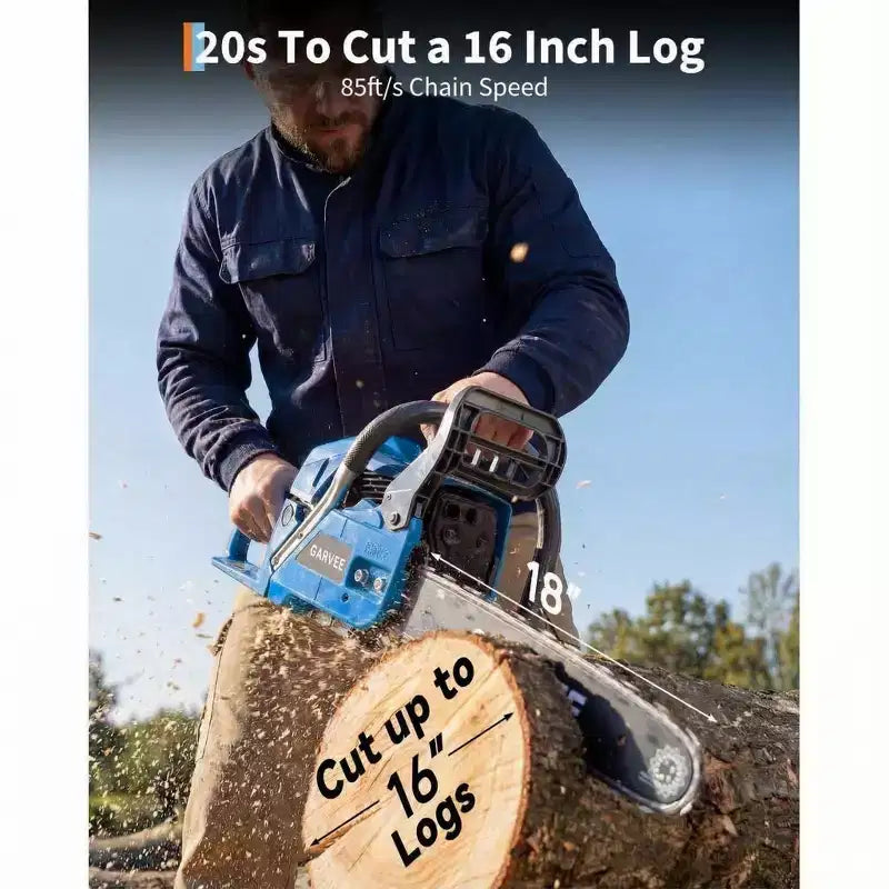 Gas Powered Chainsaw 52cc 2-Stroke, Features Automatic Chain Lubrication & Quick Start Ergonomic Handle for Heavy-Duty Tree Trimming and Land Clearing