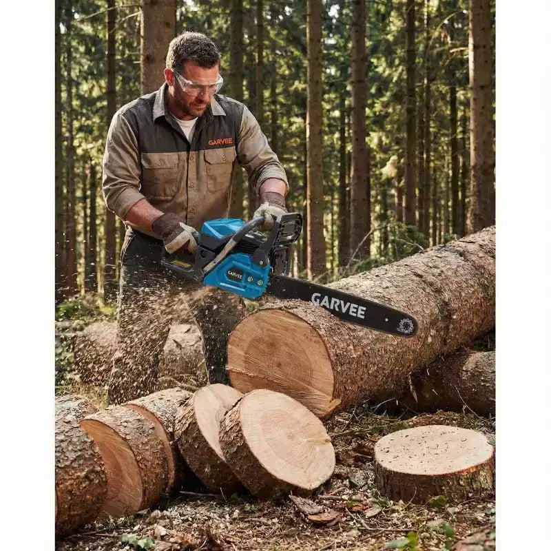 Gas Powered Chainsaw 52cc 2-Stroke, Features Automatic Chain Lubrication & Quick Start Ergonomic Handle for Heavy-Duty Tree Trimming and Land Clearing