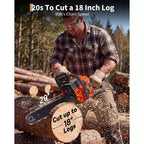 Gas Powered Chainsaw 52cc 2-Stroke, Features Automatic Chain Lubrication & Quick Start Ergonomic Handle for Heavy-Duty Tree Trimming and Land Clearing