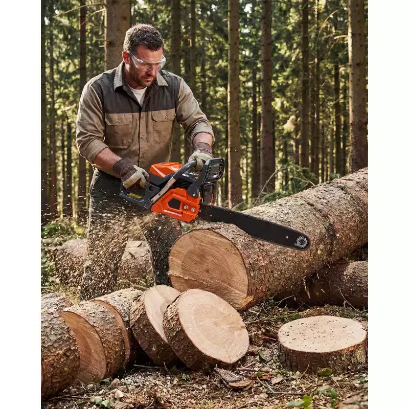 Gas Powered Chainsaw 52cc 2-Stroke, Features Automatic Chain Lubrication & Quick Start Ergonomic Handle for Heavy-Duty Tree Trimming and Land Clearing