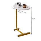 White C-Shaped Side Table, Slim Sofa End Table for Couch and Bedroom