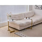 White C-Shaped Side Table, Slim Sofa End Table for Couch and Bedroom
