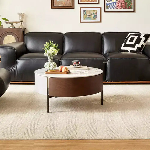 31.5 Round Center Table Sintered Stone Top with Storage for Living Room