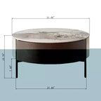 31.5 Round Center Table Sintered Stone Top with Storage for Living Room