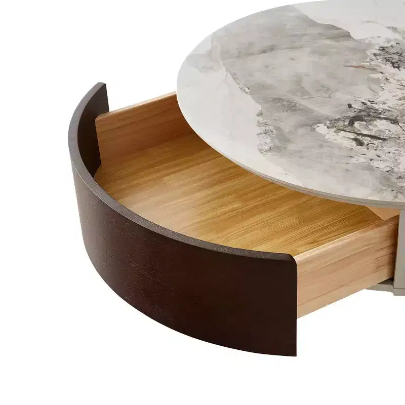 31.5 Round Center Table Sintered Stone Top with Storage for Living Room