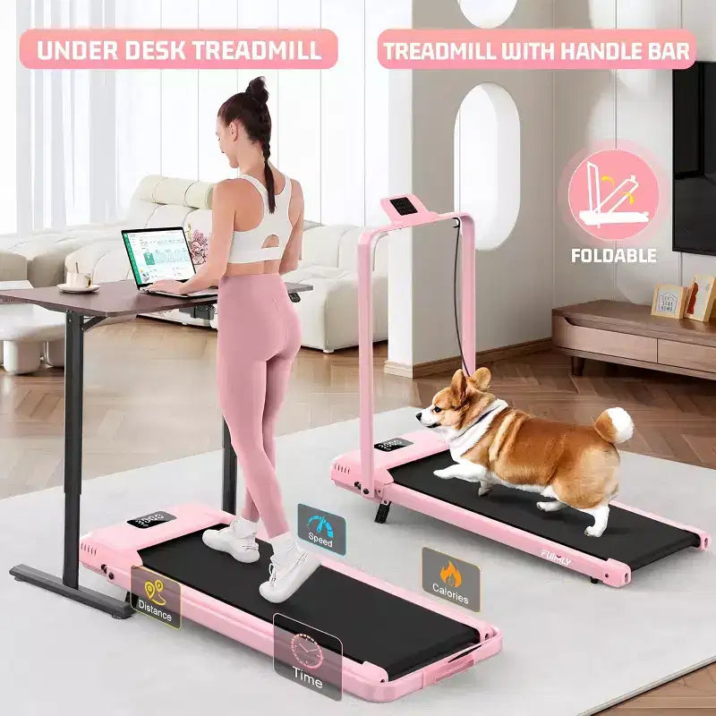 HOMDOX Upgrade Walking Pad Folding Treadmill w/12%|Handle Bar|3.5HP|Shock Absorptio Under Desk Compact for Home/Office/Gym & 400+lb Capacity