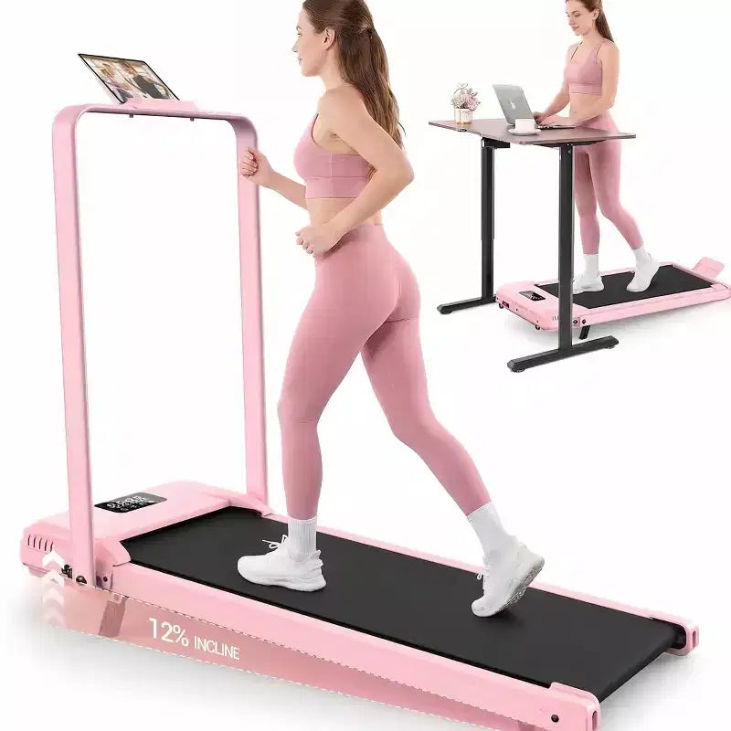 HOMDOX Upgrade Walking Pad Folding Treadmill w/12%|Handle Bar|3.5HP|Shock Absorptio Under Desk Compact for Home/Office/Gym & 400+lb Capacity