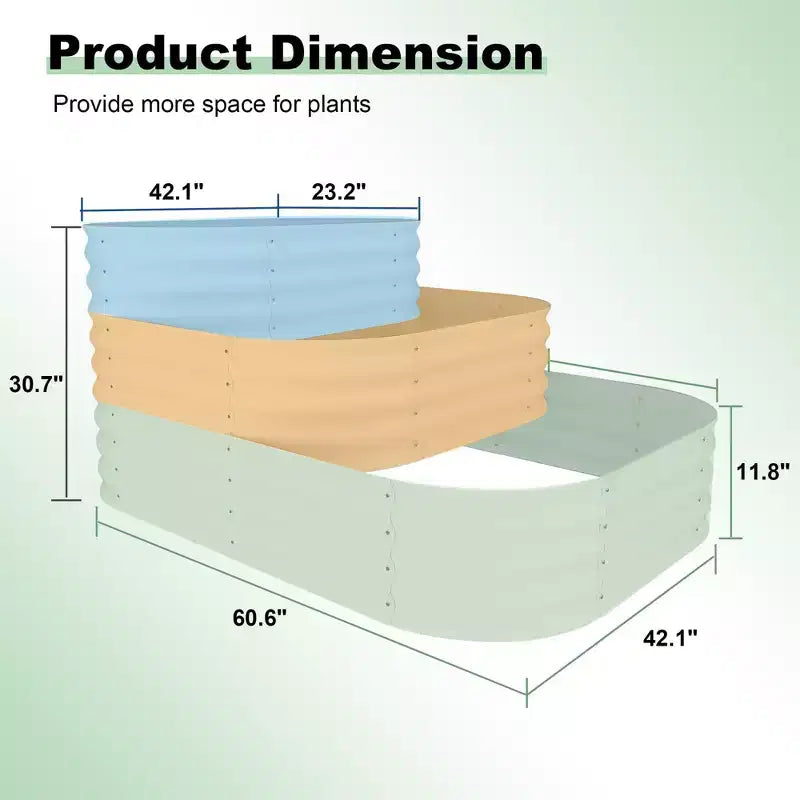 Raised Garden Bed Kit - 61x42x31 in Outdoor Planter Box for Vegetables, Herbs, Flowers. Modular 3-in-1 Raised Garden Beds Outdoor with Open Base