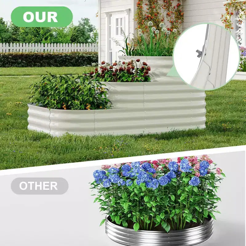 Raised Garden Bed Kit - 61x42x31 in Outdoor Planter Box for Vegetables, Herbs, Flowers. Modular 3-in-1 Raised Garden Beds Outdoor with Open Base