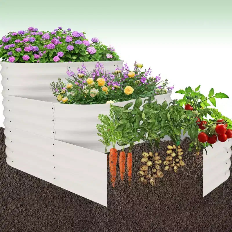 Raised Garden Bed Kit - 61x42x31 in Outdoor Planter Box for Vegetables, Herbs, Flowers. Modular 3-in-1 Raised Garden Beds Outdoor with Open Base