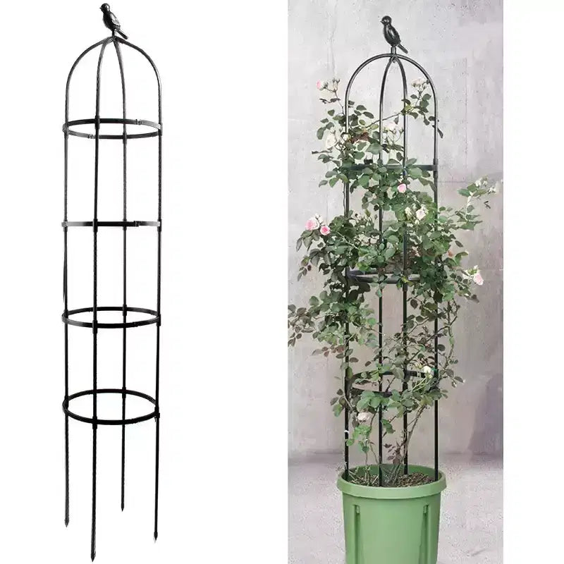 ACOINEL 6ft Black Garden Obelisk Trellis, Rustproof Metal Plant Support for Climbing Plants Indoor Outdoor
