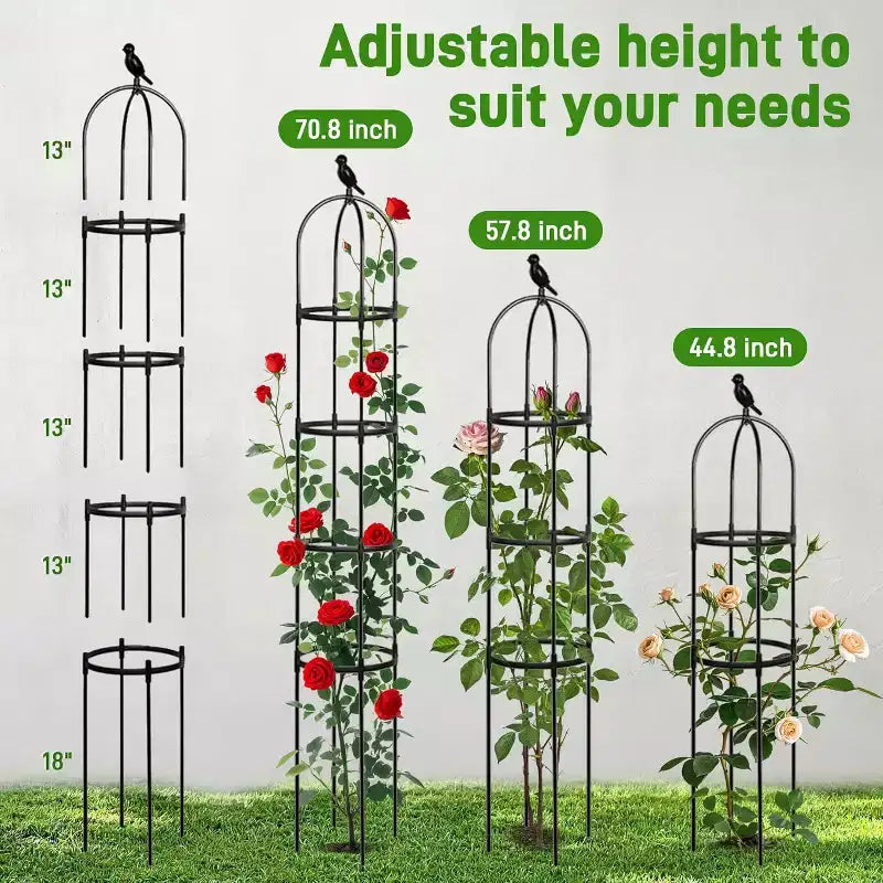 ACOINEL 6ft Black Garden Obelisk Trellis, Rustproof Metal Plant Support for Climbing Plants Indoor Outdoor