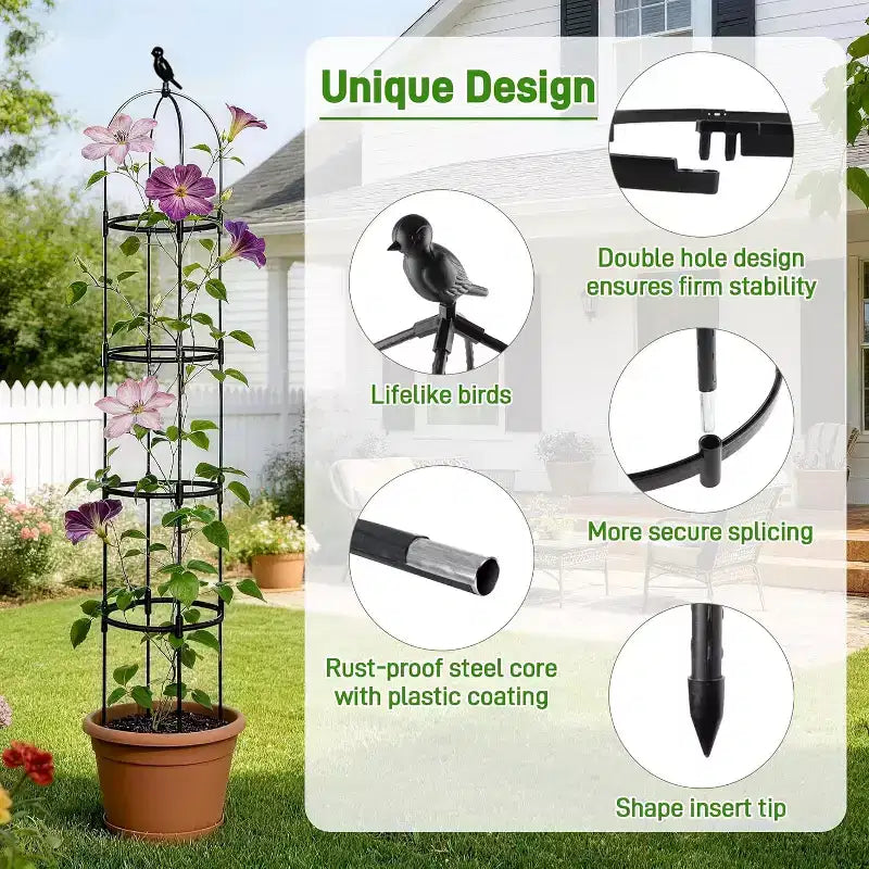 ACOINEL 6ft Black Garden Obelisk Trellis, Rustproof Metal Plant Support for Climbing Plants Indoor Outdoor