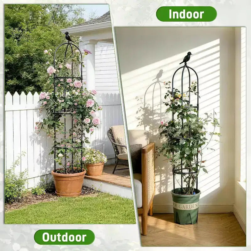 ACOINEL 6ft Black Garden Obelisk Trellis, Rustproof Metal Plant Support for Climbing Plants Indoor Outdoor