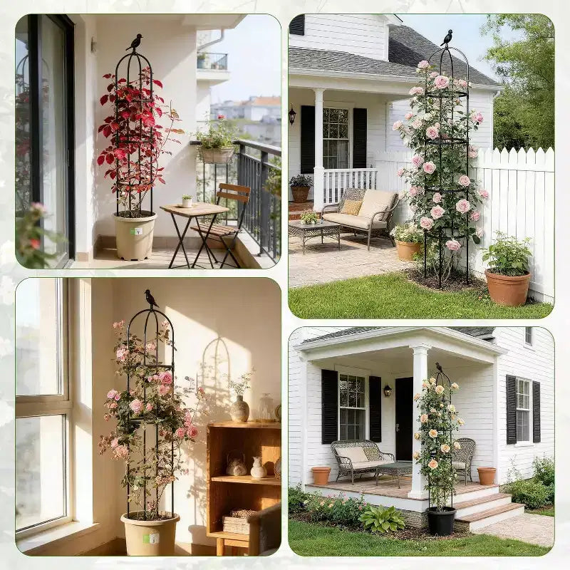 ACOINEL 6ft Black Garden Obelisk Trellis, Rustproof Metal Plant Support for Climbing Plants Indoor Outdoor