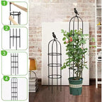 ACOINEL 6ft Black Garden Obelisk Trellis, Rustproof Metal Plant Support for Climbing Plants Indoor Outdoor
