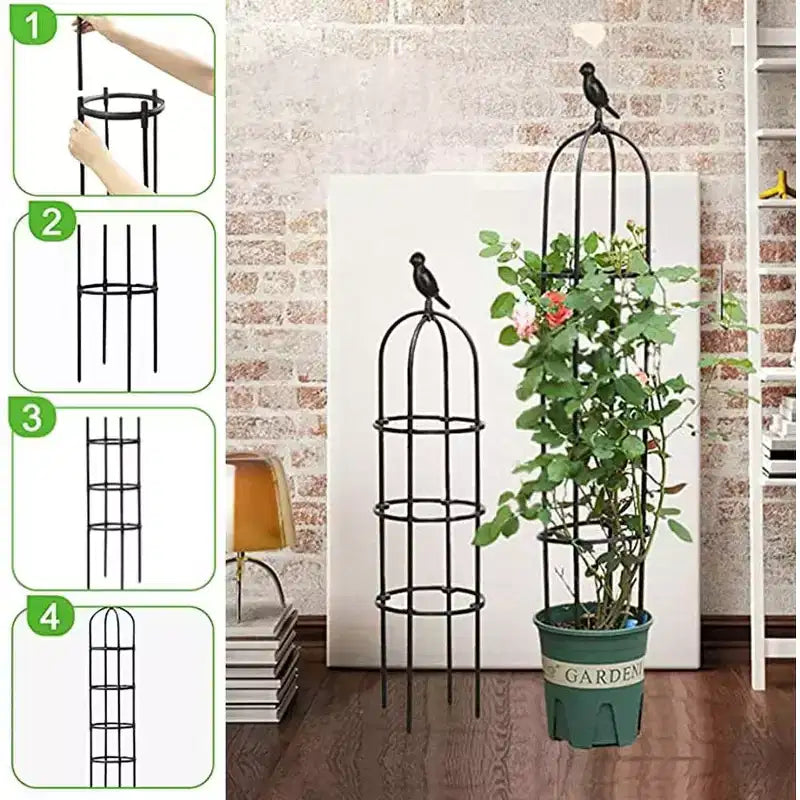 ACOINEL 6ft Black Garden Obelisk Trellis, Rustproof Metal Plant Support for Climbing Plants Indoor Outdoor