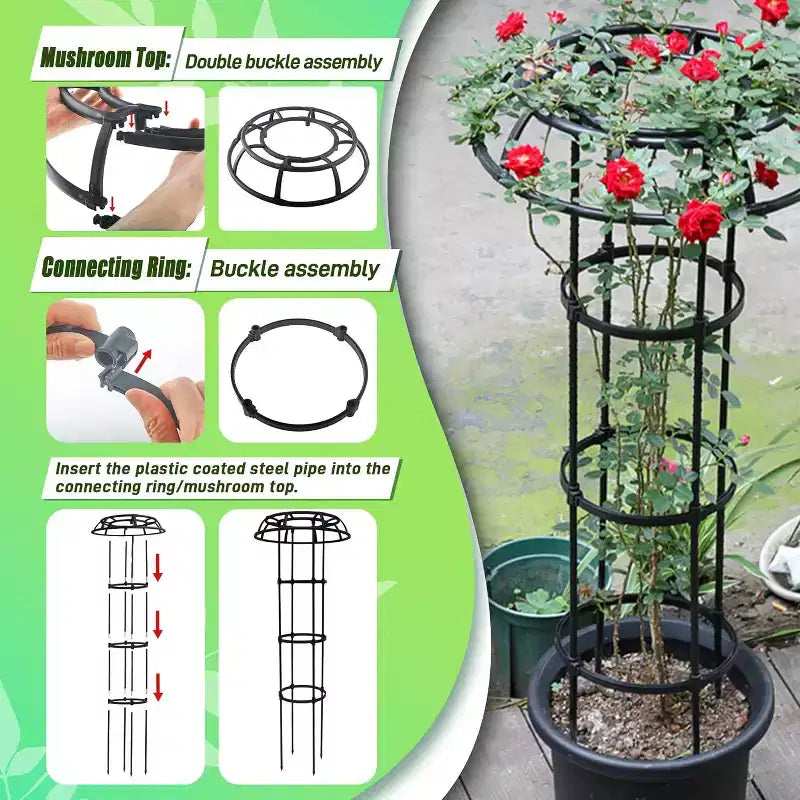 ACOINEL 53 Inch Mushroom Top Garden Trellis, Rustproof Metal Plant Support for Climbing Plants Indoor Outdoor 1 Pack