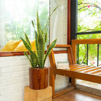 7.8 x 7.8 x 7.8 Dark Wood Self-Watering Planter Pot Indoor Outdoor Flower Pot for Patio Balcony Porch Entryway Shelf Display