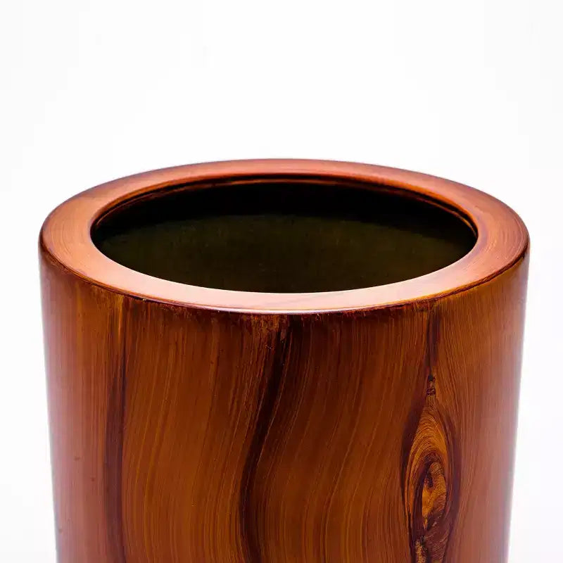 7.8 x 7.8 x 7.8 Dark Wood Self-Watering Planter Pot Indoor Outdoor Flower Pot for Patio Balcony Porch Entryway Shelf Display