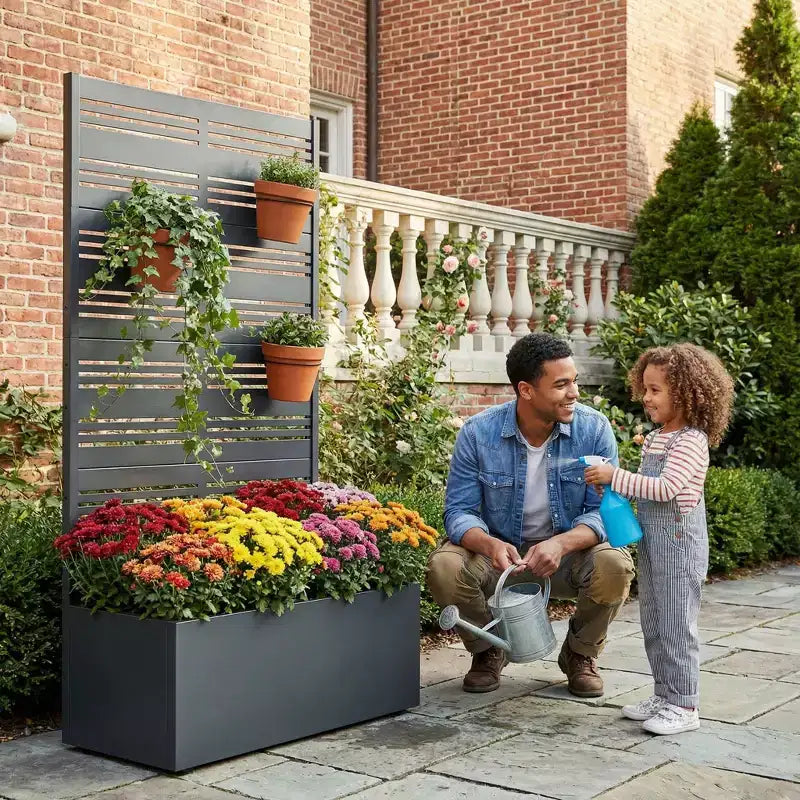 Dovelina Raised Garden Bed with Trellis Metal Planter Box with Privacy Screen for Climbing Plants-59 x 30/60, 47 x 47/94,72 x 35/47/70/94