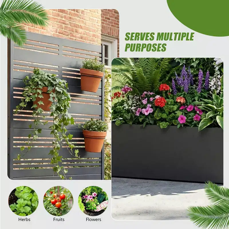 Dovelina Raised Garden Bed with Trellis Metal Planter Box with Privacy Screen for Climbing Plants-59 x 30/60, 47 x 47/94,72 x 35/47/70/94