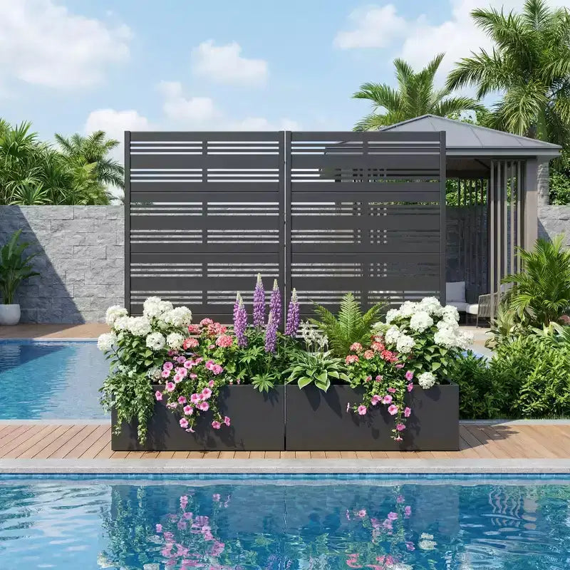 Dovelina Raised Garden Bed with Trellis Metal Planter Box with Privacy Screen for Climbing Plants-59 x 30/60, 47 x 47/94,72 x 35/47/70/94