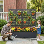 Dovelina Raised Garden Bed with Trellis Metal Planter Box with Privacy Screen for Climbing Plants-59 x 30/60, 47 x 47/94,72 x 35/47/70/94