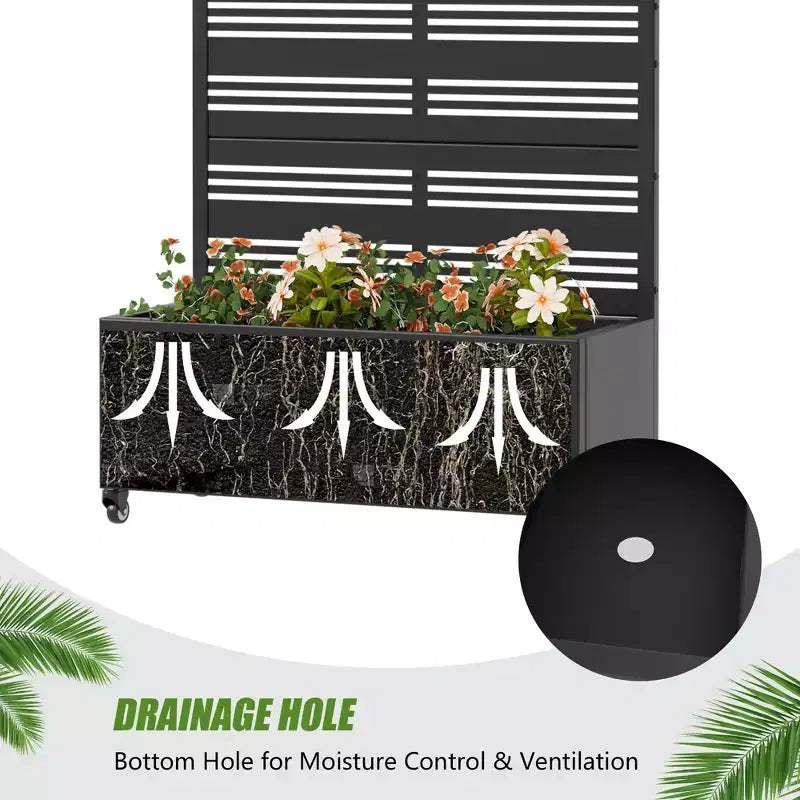 Dovelina Raised Garden Bed with Trellis Metal Planter Box with Privacy Screen for Climbing Plants-59 x 30/60, 47 x 47/94,72 x 35/47/70/94