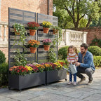 Dovelina Raised Garden Bed with Trellis Metal Planter Box with Privacy Screen for Climbing Plants-59 x 30/60, 47 x 47/94,72 x 35/47/70/94