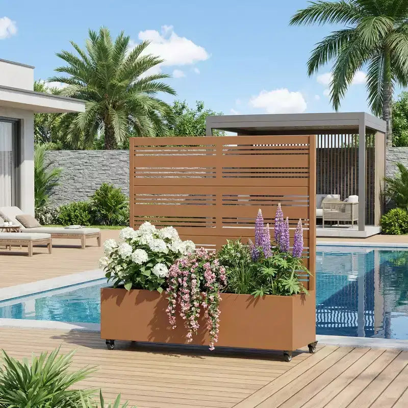 Dovelina Raised Garden Bed with Trellis Metal Planter Box with Privacy Screen for Climbing Plants-59 x 30/60, 47 x 47/94,72 x 35/47/70/94