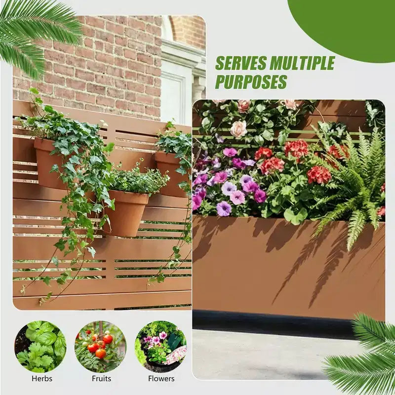 Dovelina Raised Garden Bed with Trellis Metal Planter Box with Privacy Screen for Climbing Plants-59 x 30/60, 47 x 47/94,72 x 35/47/70/94
