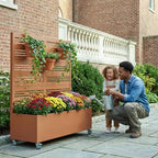Dovelina Raised Garden Bed with Trellis Metal Planter Box with Privacy Screen for Climbing Plants-59 x 30/60, 47 x 47/94,72 x 35/47/70/94