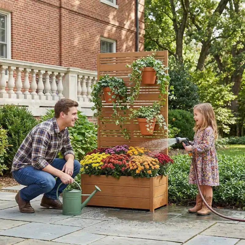 Dovelina Raised Garden Bed with Trellis Metal Planter Box with Privacy Screen for Climbing Plants-59 x 30/60, 47 x 47/94,72 x 35/47/70/94