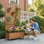 Dovelina Raised Garden Bed with Trellis Metal Planter Box with Privacy Screen for Climbing Plants-59 x 30/60, 47 x 47/94,72 x 35/47/70/94