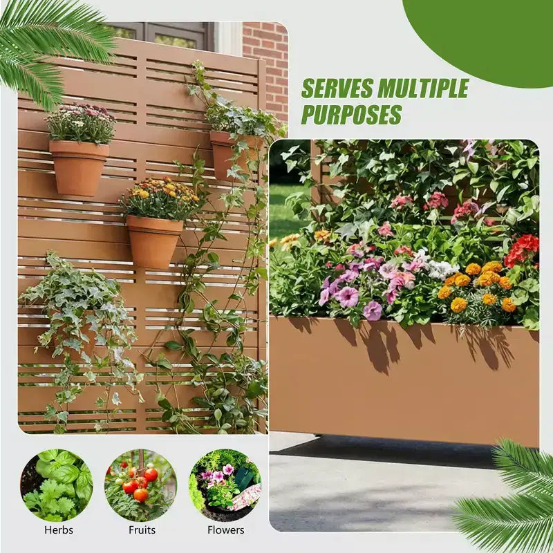 Dovelina Raised Garden Bed with Trellis Metal Planter Box with Privacy Screen for Climbing Plants-59 x 30/60, 47 x 47/94,72 x 35/47/70/94