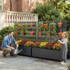 Dovelina Raised Garden Bed with Trellis Metal Planter Box with Privacy Screen for Climbing Plants-59 x 30/60, 47 x 47/94,72 x 35/47/70/94