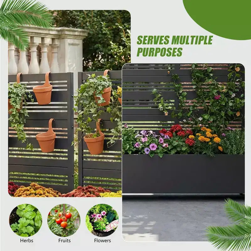 Dovelina Raised Garden Bed with Trellis Metal Planter Box with Privacy Screen for Climbing Plants-59 x 30/60, 47 x 47/94,72 x 35/47/70/94