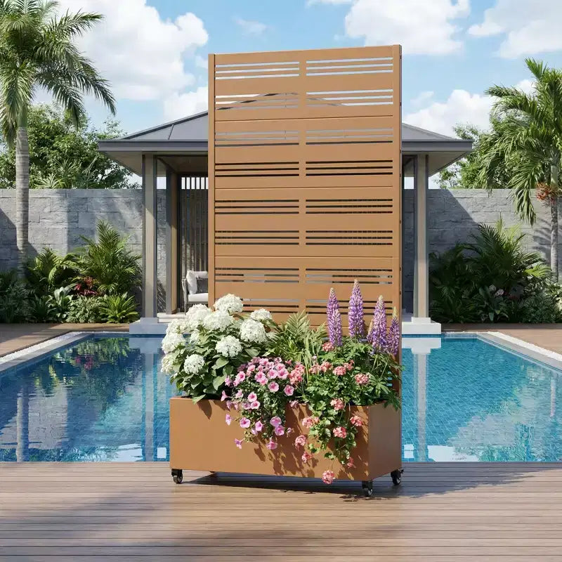 Dovelina Raised Garden Bed with Trellis Metal Planter Box with Privacy Screen for Climbing Plants-59 x 30/60, 47 x 47/94,72 x 35/47/70/94