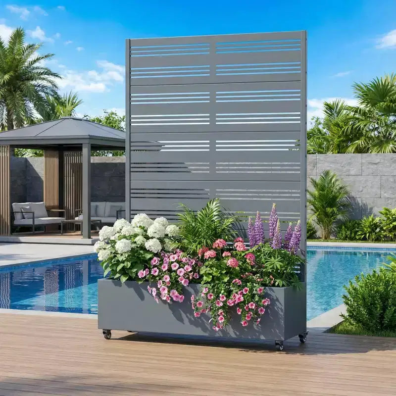 Dovelina Raised Garden Bed with Trellis Metal Planter Box with Privacy Screen for Climbing Plants-59 x 30/60, 47 x 47/94,72 x 35/47/70/94
